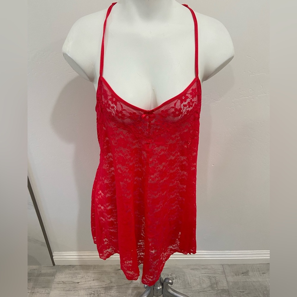 In Bloom by Jonquil red lace nightgown.